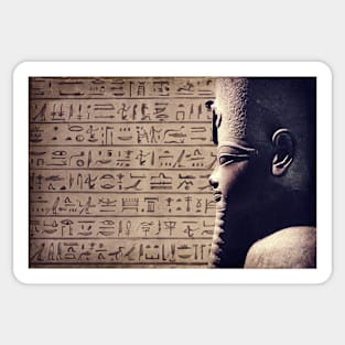 Egyptian Pharaoh Amenhotep III, hieroglyphs, retro vintage look photography Sticker